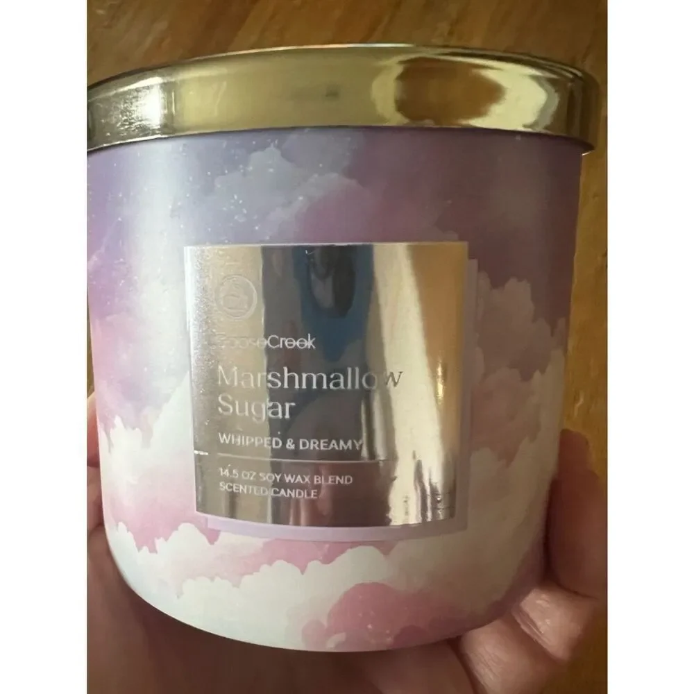 Goose Creek Marshmallow Sugar Candle - Lavender & Pink Cloud Design 3 Wick
